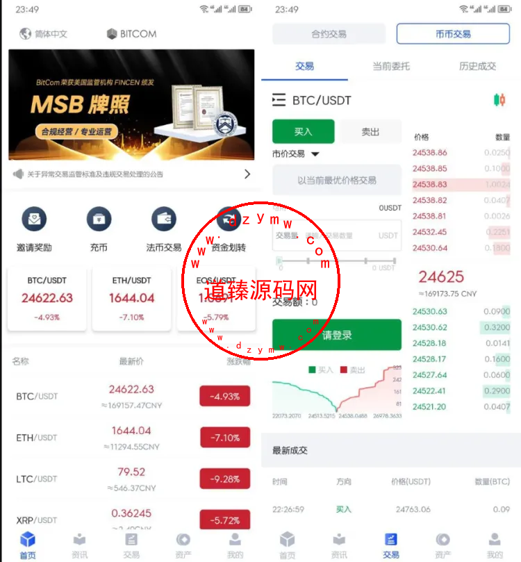 BitCom交易所原生安卓源码+IOS端源码/对接火币网数据/K线需要修复/带简单安装教程插图