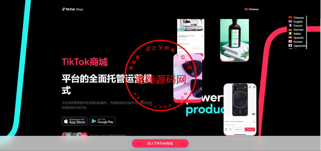 十一国Tiktok商城落地页-道臻源码网