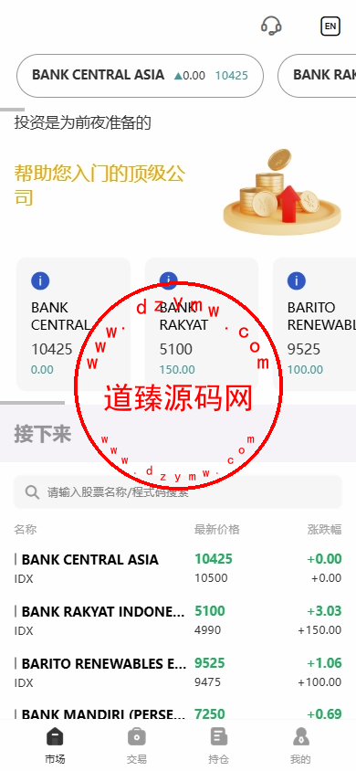 新版海外印度股票新版UI/前端VUE后端Java/涨停板大宗交易-道臻源码网