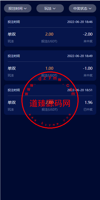 前端vue版哈希竞彩/区块链哈希值游戏/usdt/trx双玩法插图6