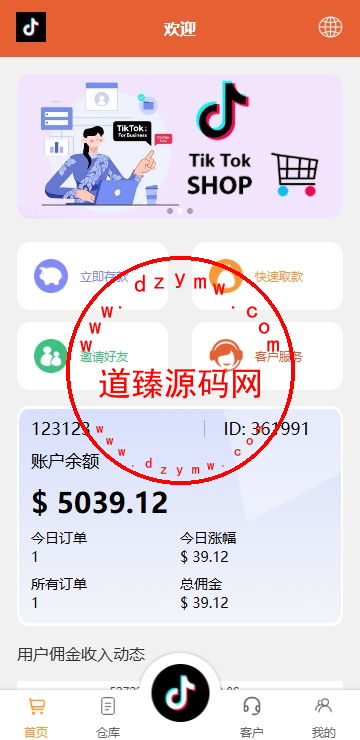 海外tiktok抢单刷单系统/前端uniapp/多语言刷单打针-道臻源码网