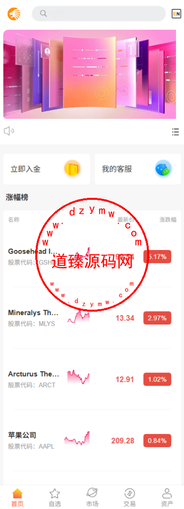 海外多语言股票系统/A股/美股/智选金股/控制价格/内置客服插图