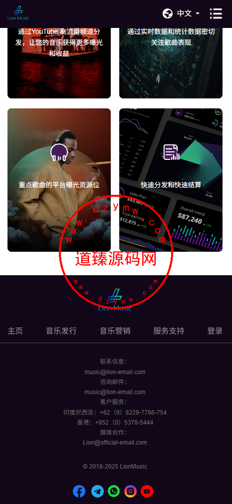 海外多语言音乐刷单落地页/手机PC 自适应插图2